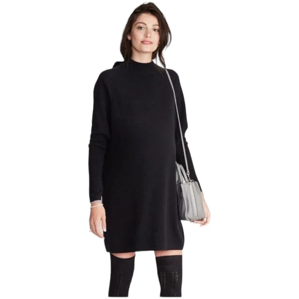 Hatch Metallic Black Lurex Belen Sweater Dress Mock Neck Shimmer‎ Size 1 / Small